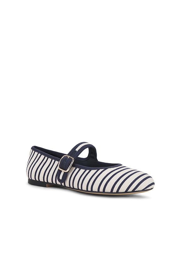 view 2 of 5 Dory Mary Jane Flat in Navy & White Satin