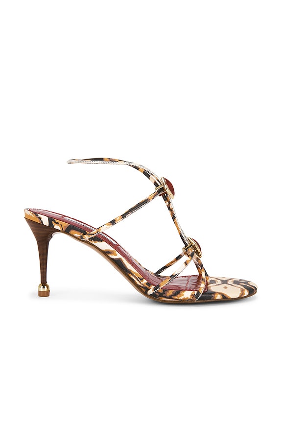 view 1 of 5 Ramos Strappy Sandal in Red & Brown Print