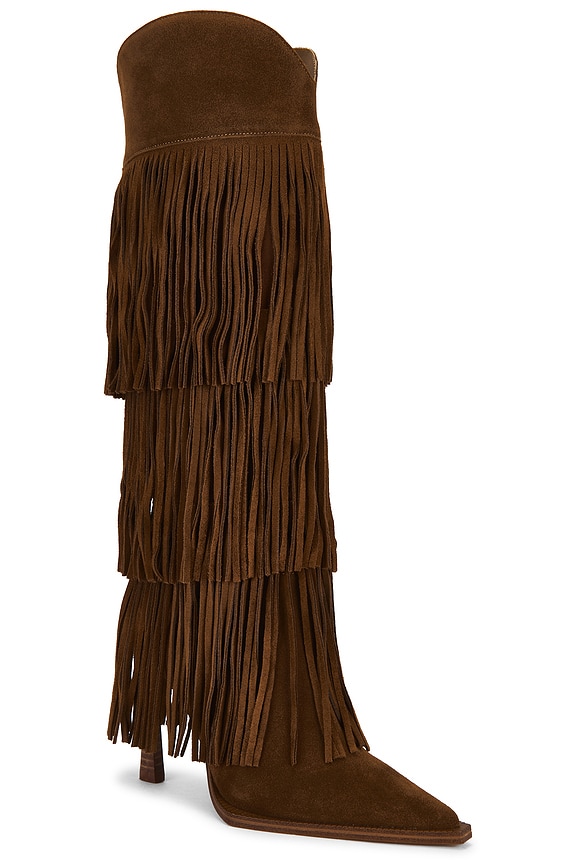 view 2 of 5 Kinzee Fringe Boots in Chestnut Suede