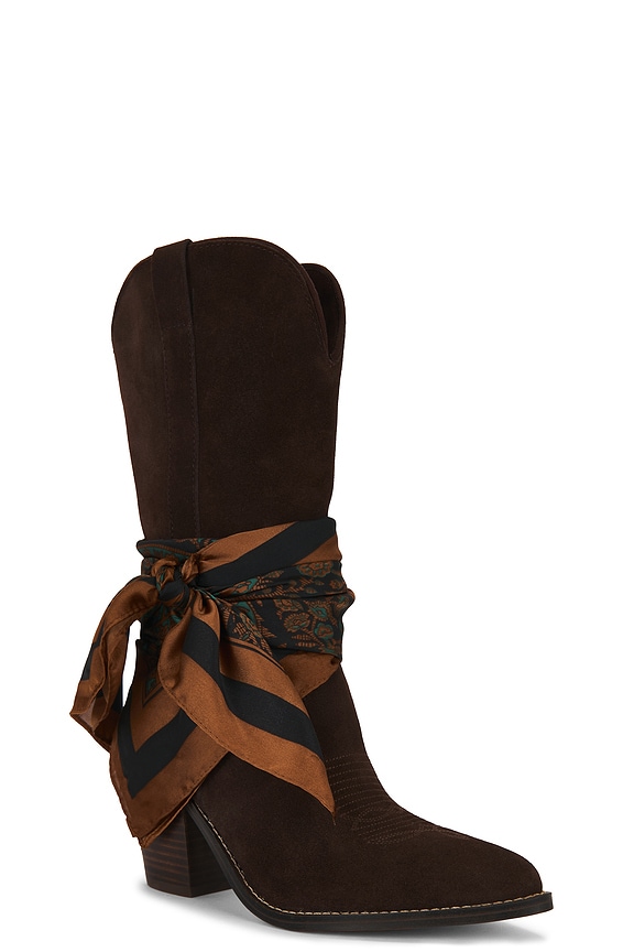 view 2 of 4 BOTTES À TALONS SALLY SCARF in Brown Suede