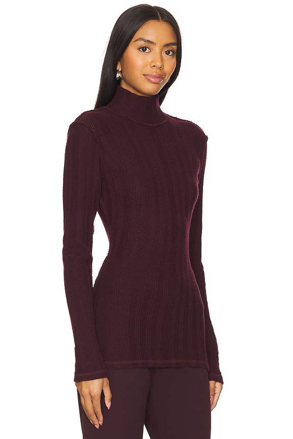 view 2 of 4 Pointelle Knit Turtleneck in Plum
