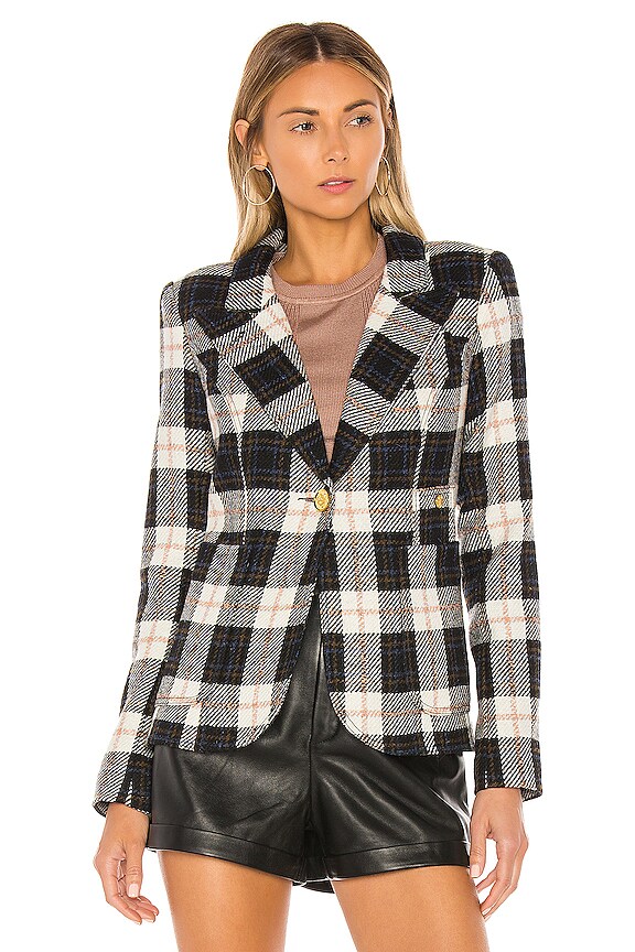 view 2 of 5 Patch Pocket Duchess Blazer in Black & Ivory Plaid