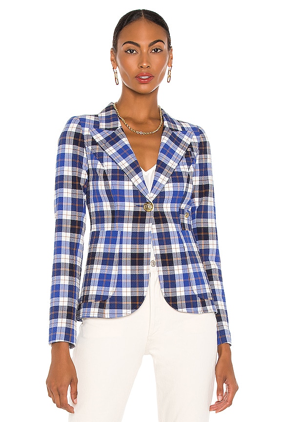 view 2 of 6 Patch Pocket Duchess Blazer in Blue & White Plaid
