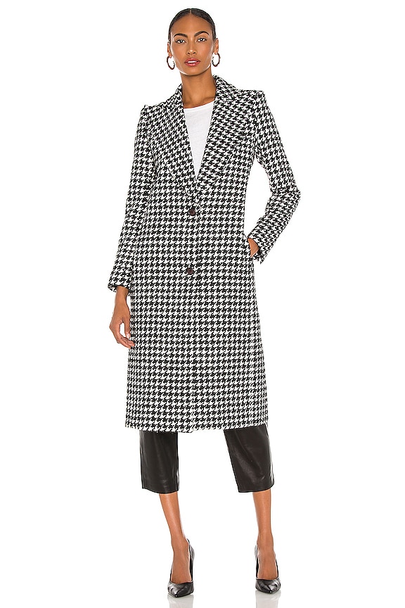 view 2 of 4 Peaked Lapel Coat in Black & White Houndstooth