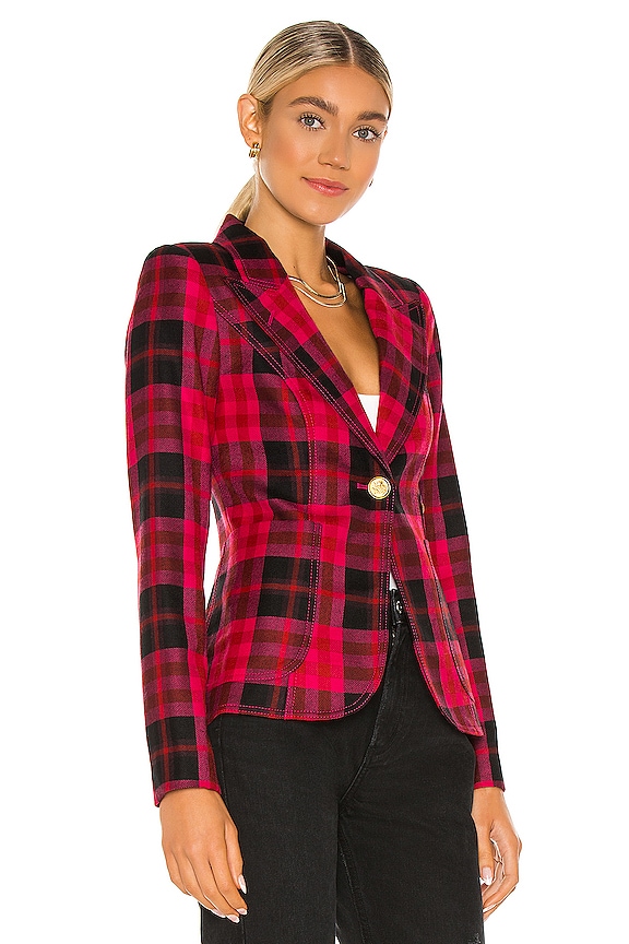 view 2 of 4 Patch Pocket Duchess Blazer in Deep Pink Tartan