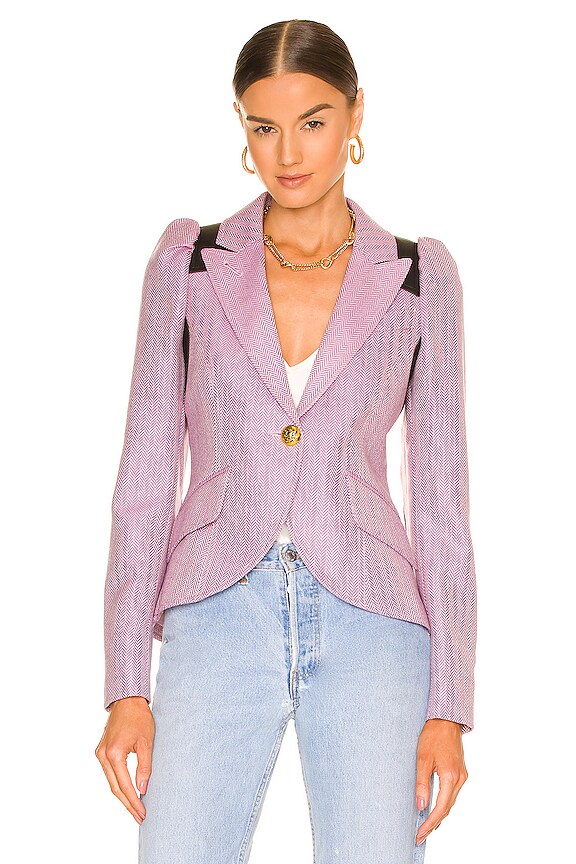view 2 of 5 БЛЕЙЗЕР POUF SLEEVE in Lilac Herringbone