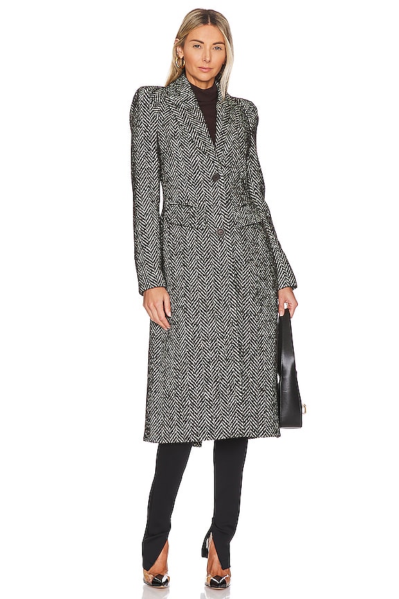 view 2 of 4 Pagoda Brando Coat in Black & White Herringbone