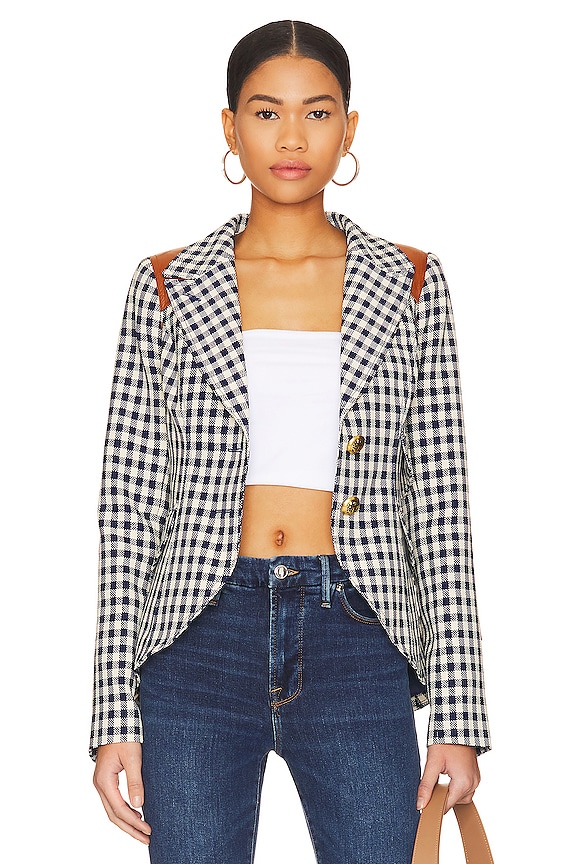 view 2 of 5 Rifle Patch Equestrian Blazer in Navy White Check