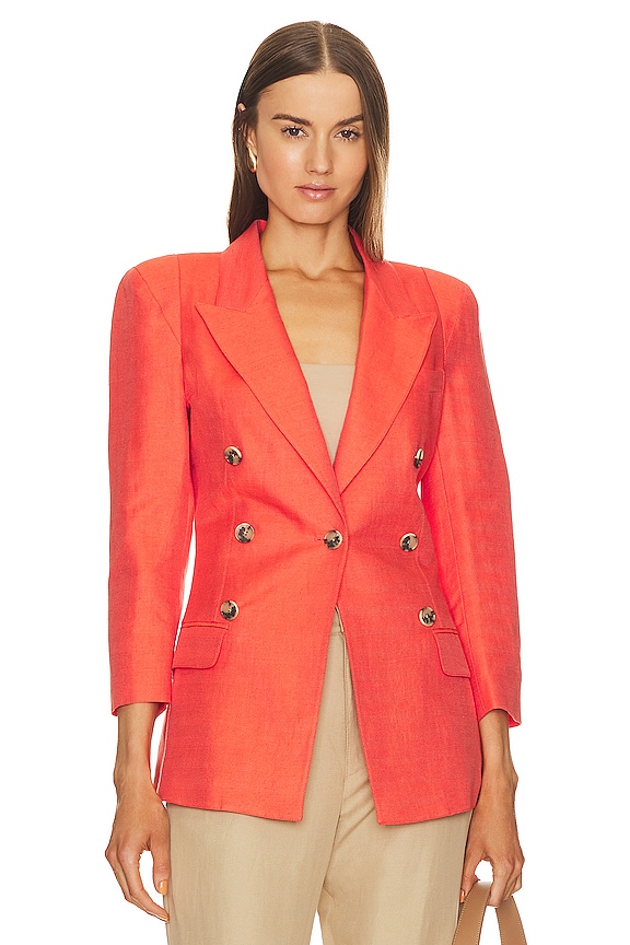 view 2 of 5 Cropped Slv Pagoda Blazer in Watermelon