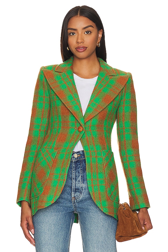 view 2 of 5 Patch Pocket Birkin Blazer in Kelly Green Plaid
