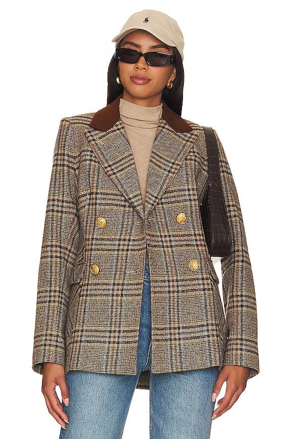 view 2 of 6 Patch Pocket Wedding Blazer in Tan Plaid