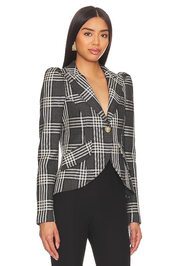 view 2 of 4 BLAZER CON MANGAS ABULLONADAS in Charcoal Plaid