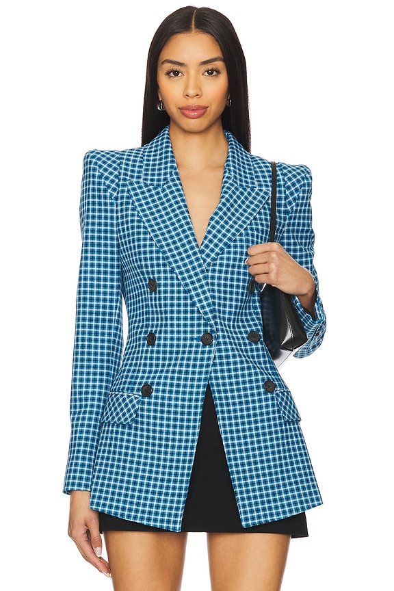 view 1 of 5 Not A Double Breasted Pagoda Blazer in Micro Blue