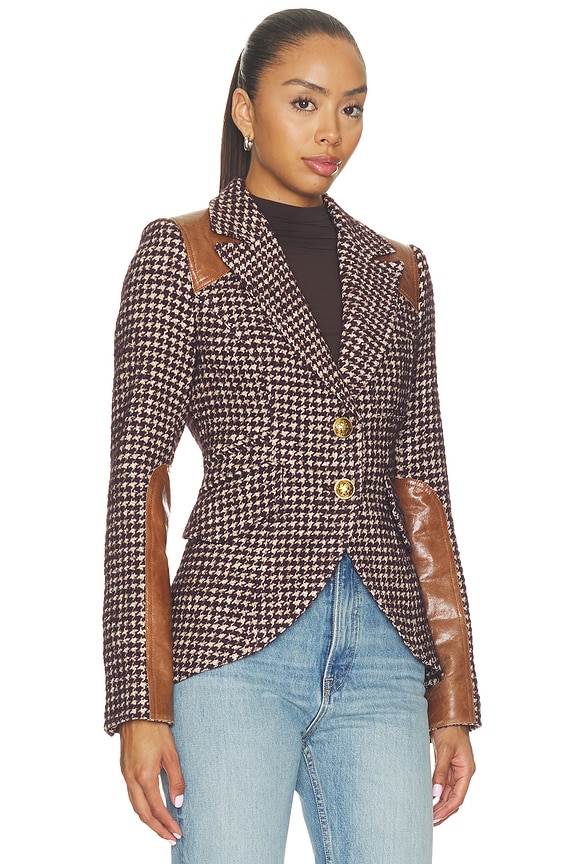 view 2 of 5 Saddle-patch Equestrian Blazer in Plum Houndstooth