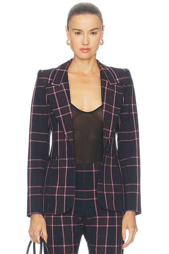view 2 of 5 Hourglass Blazer in Fig Plaid