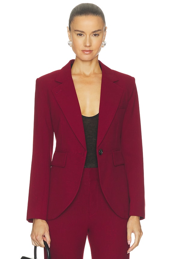 view 2 of 5 Seamed Blazer in Garnet Fleck