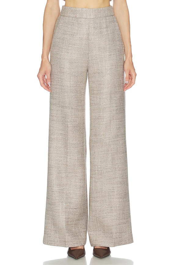 view 1 of 6 High Rise Wide Leg Pant in Taupe Tweed