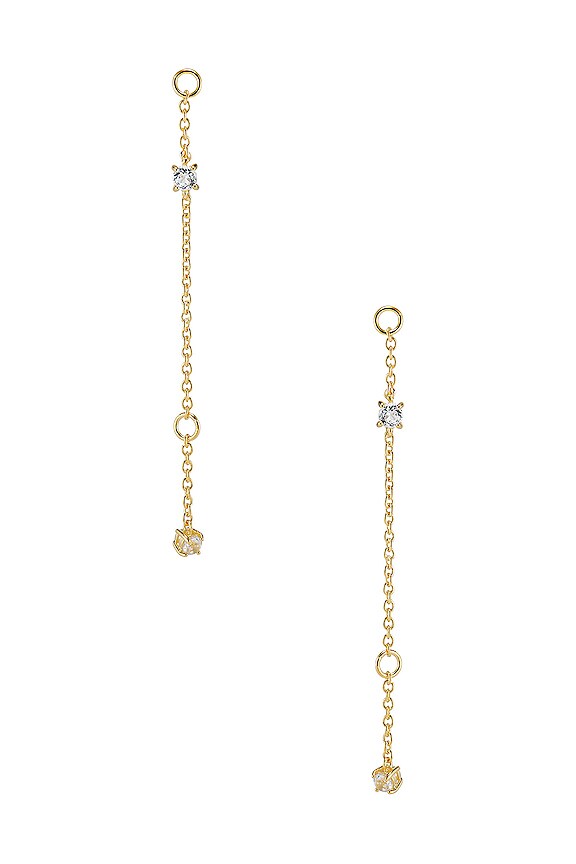 view 2 of 2 PENDIENTES CIRCLETTE WITH STUDDED DROP in Gold