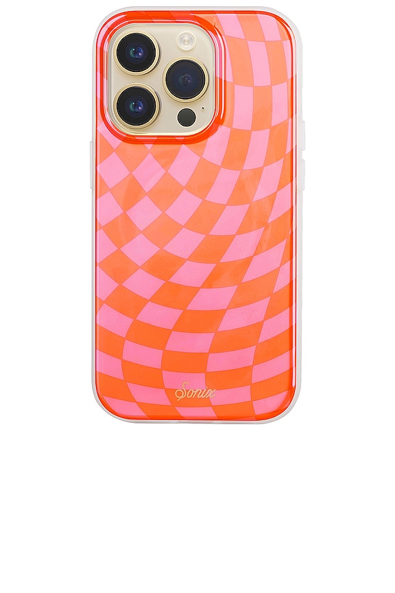 view 1 of 3 Magsafe Compatible iPhone 14 Pro Case in Checkmate Pink & Orange