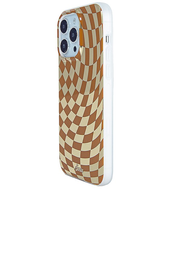 view 2 of 3 Magsafe Compatible iPhone 14 Pro Max Case in Checkmate Gold & Brown