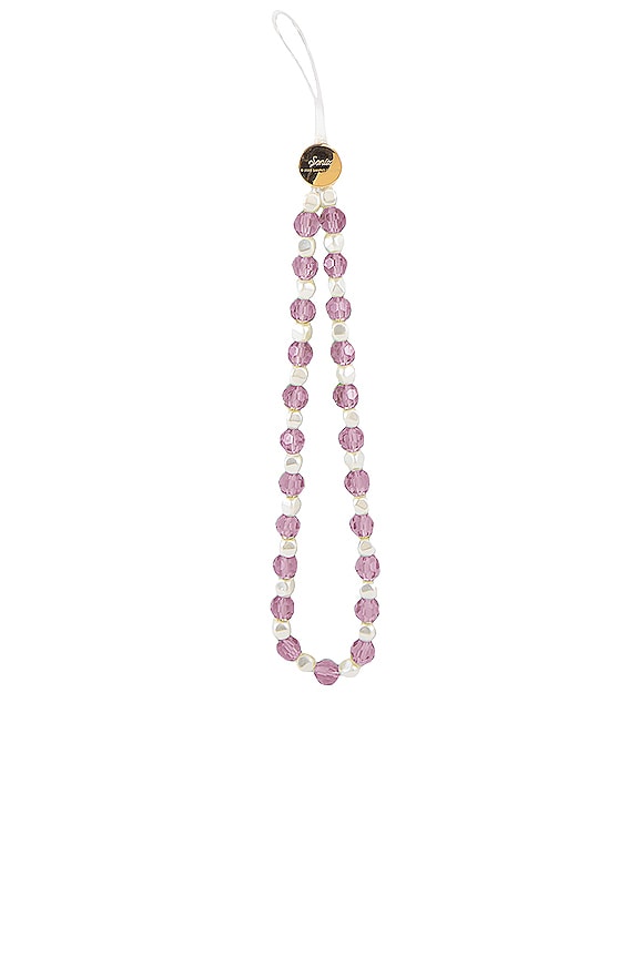 view 1 of 5 Beaded Phone Charm in Pink & White