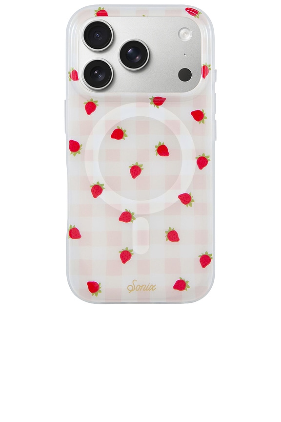 view 1 of 4 Magsafe Compatible Iphone 17 Pro Case in Strawberry Gingham