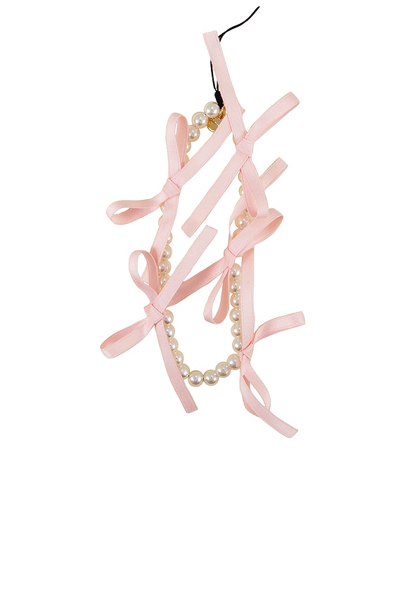 view 2 of 2 ENCANTO DEL TELÉFONO CON CUENTAS BEADED PHONE CHARM in Pink Ribbon Bows