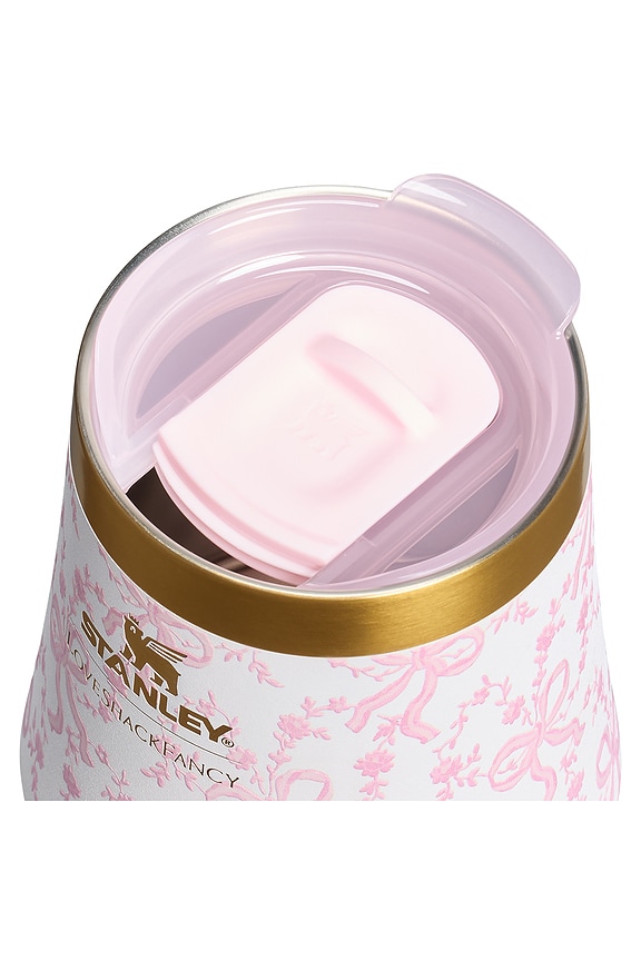 view 2 of 3 x LoveShackFancy The Reserve Wine Tumbler Set Of 2 in Coquette Bow Chantilly