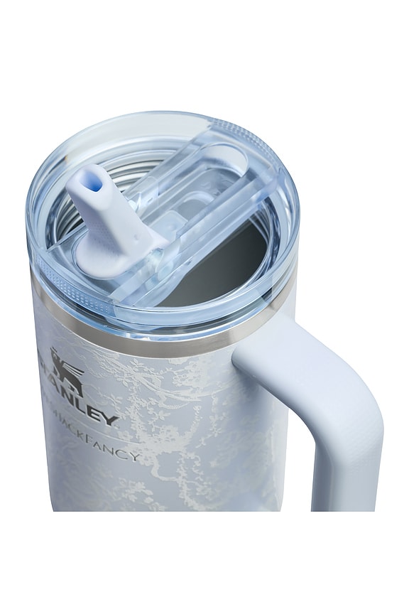 view 2 of 3 x LoveShackFancy The Quencher Protour Flip Straw Tumbler 20oz in Toscana Toile Alpine Blue