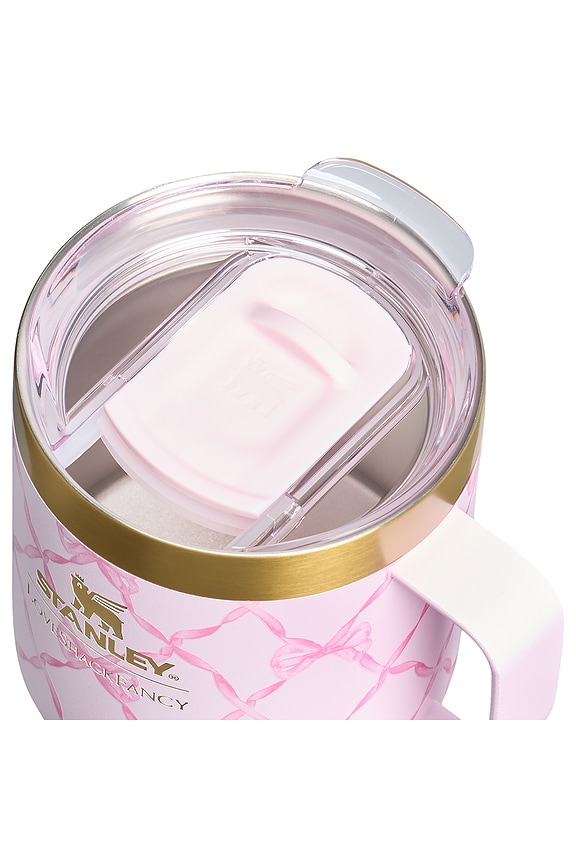 view 2 of 3 x LoveShackFancy The Stay-Hot Camp Mug Set Of 2 in Baby Bow Peppermint Pink