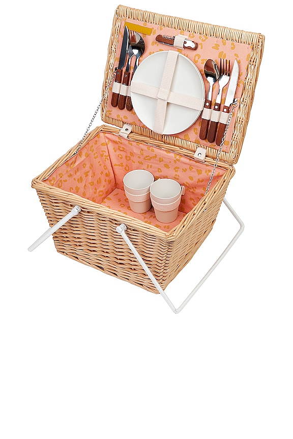 view 2 of 2 Call Of The Wild Small Picnic Basket in Peachy Pink