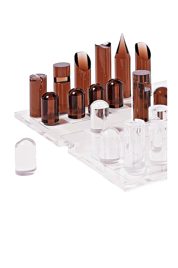 view 2 of 3 Lucite Chess & Checkers in Whiskey Noir