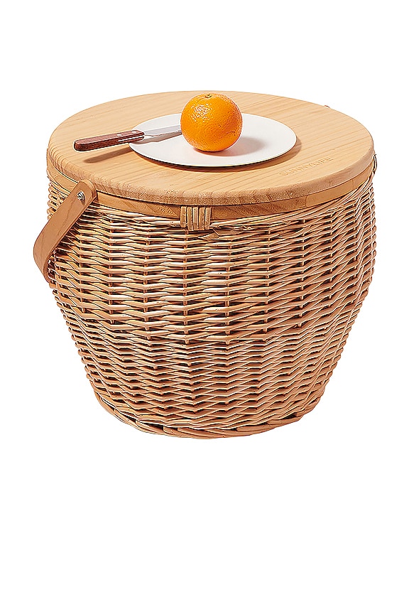 view 2 of 2 Round Picnic Cooler Basket in Natural