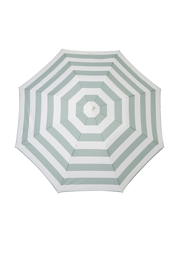 view 2 of 6 Compact Beach Umbrella in La Palma Sage Stripe