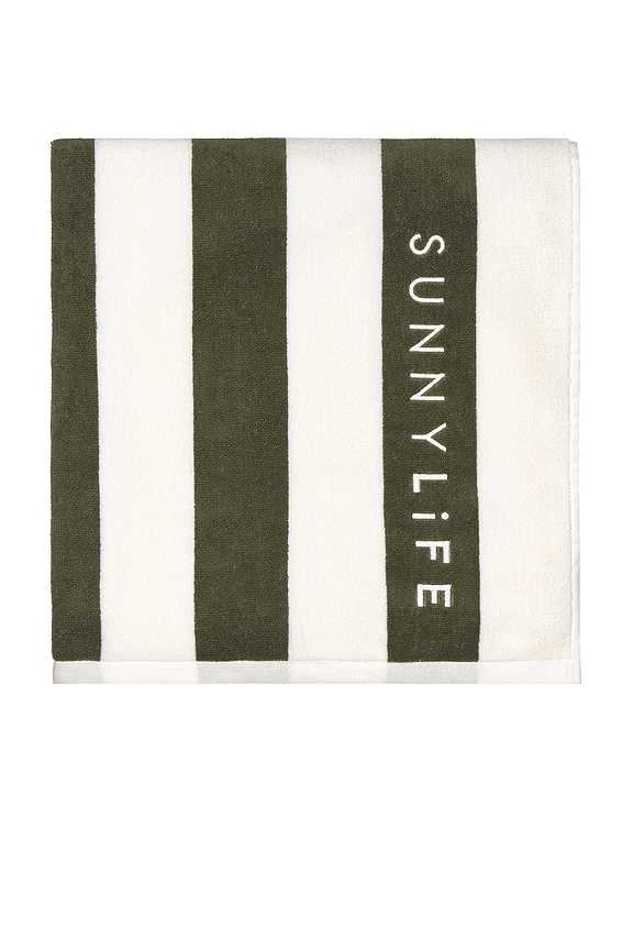 view 2 of 3 Beach Towel in The Vacay Olive Stripe
