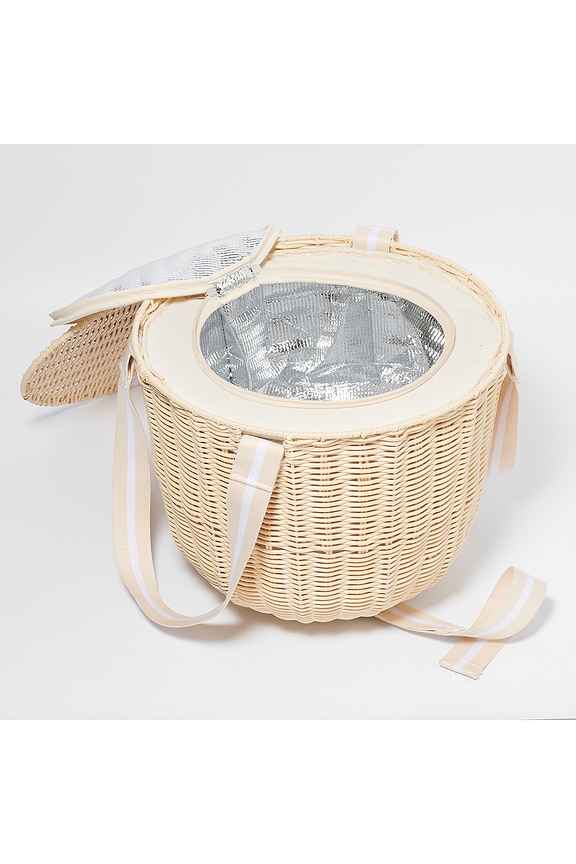 view 2 of 3 Round Picnic Cooler Basket Le Weekend in Natural