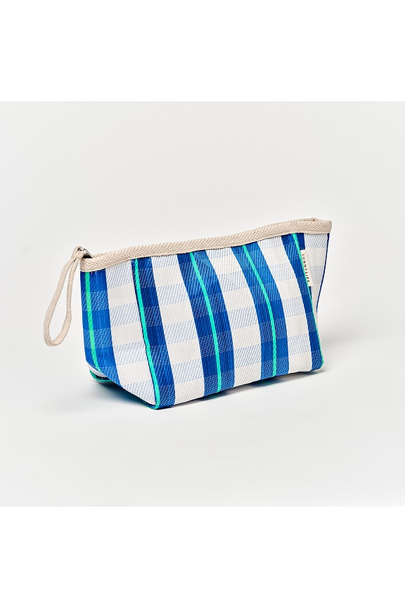 view 2 of 3 Recycled Nylon Pouch in La Mer Blue Neon
