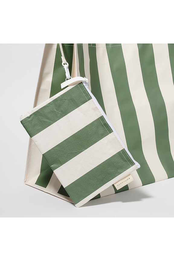 view 2 of 2 BOLSO DE PLAYA CARRYALL BEACH BAG in The Vacay Olive Stripe