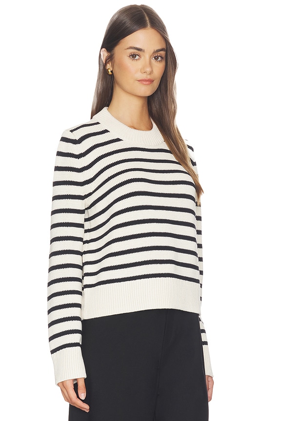 view 2 of 5 The Favorite Crew Sweater in Black & Cream Stripe