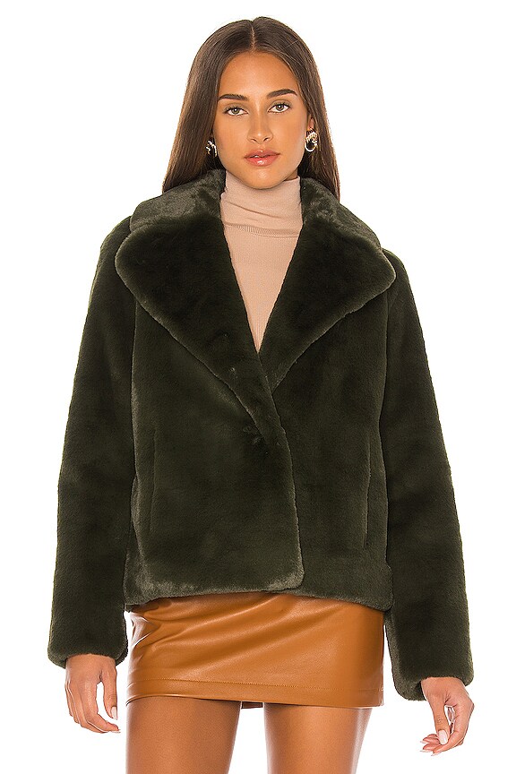 view 2 of 5 MANTEAU IMITATION FOURRURE EMANUELA in Matcha