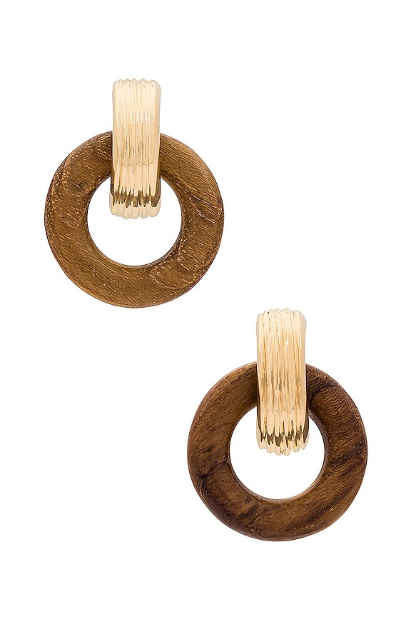 view 2 of 3 BOUCLES D'OREILLES SHUJAA in Gold & Wood