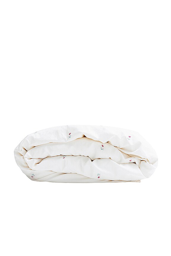 view 2 of 3 Twin XL Embroidered Duvet & Sham Set in Snow White & Tulip