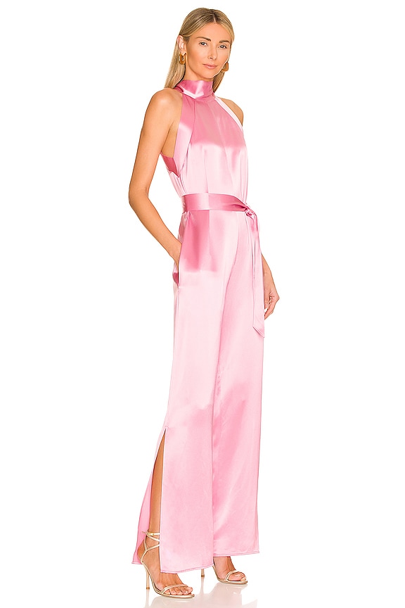 view 2 of 3 Silky Halter Jumpsuit in Pink