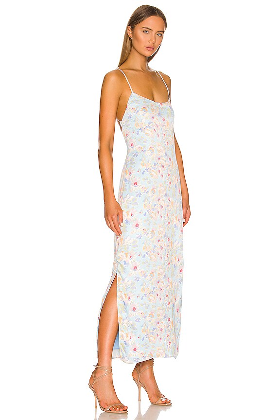 view 2 of 3 Silky Floral Essential Slip Dress in Blue Combo