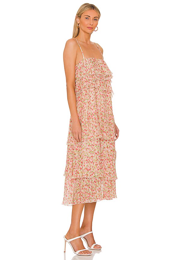 view 2 of 3 ROBE FLORAL PLEATED TIERED in Cream Multi