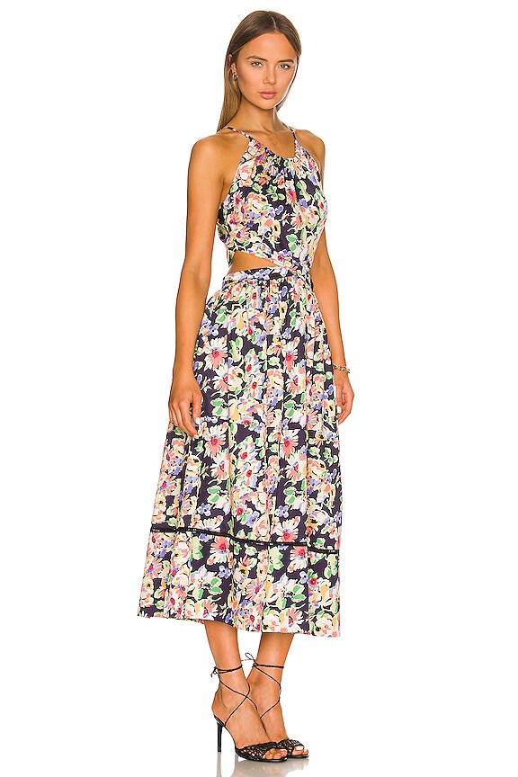view 2 of 3 Floral Cut Out Midi Dress in Navy Combo