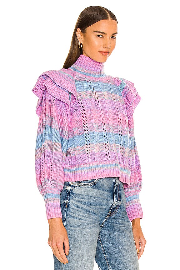view 2 of 4 Ruffle Mock Neck Sweater in Pink Combo
