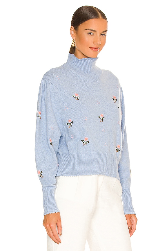 view 2 of 4 Embroidered Mock Neck Sweater in Blue
