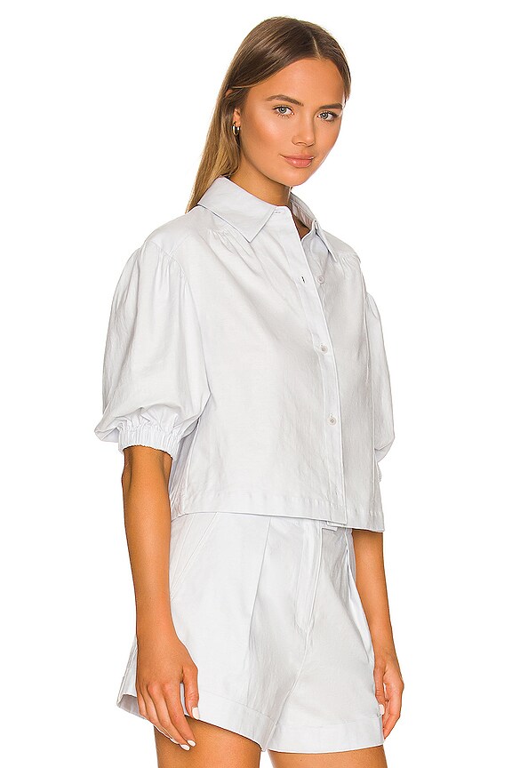 view 2 of 4 Puff Sleeve Button Up in Blue