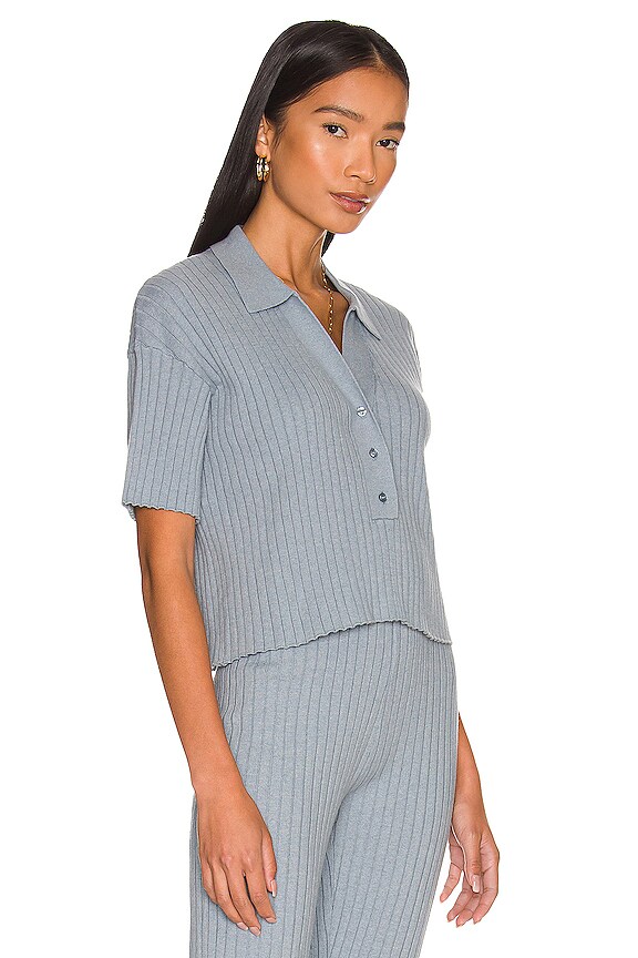 view 2 of 4 Ribbed Short Sleeve Polo in Slate Blue
